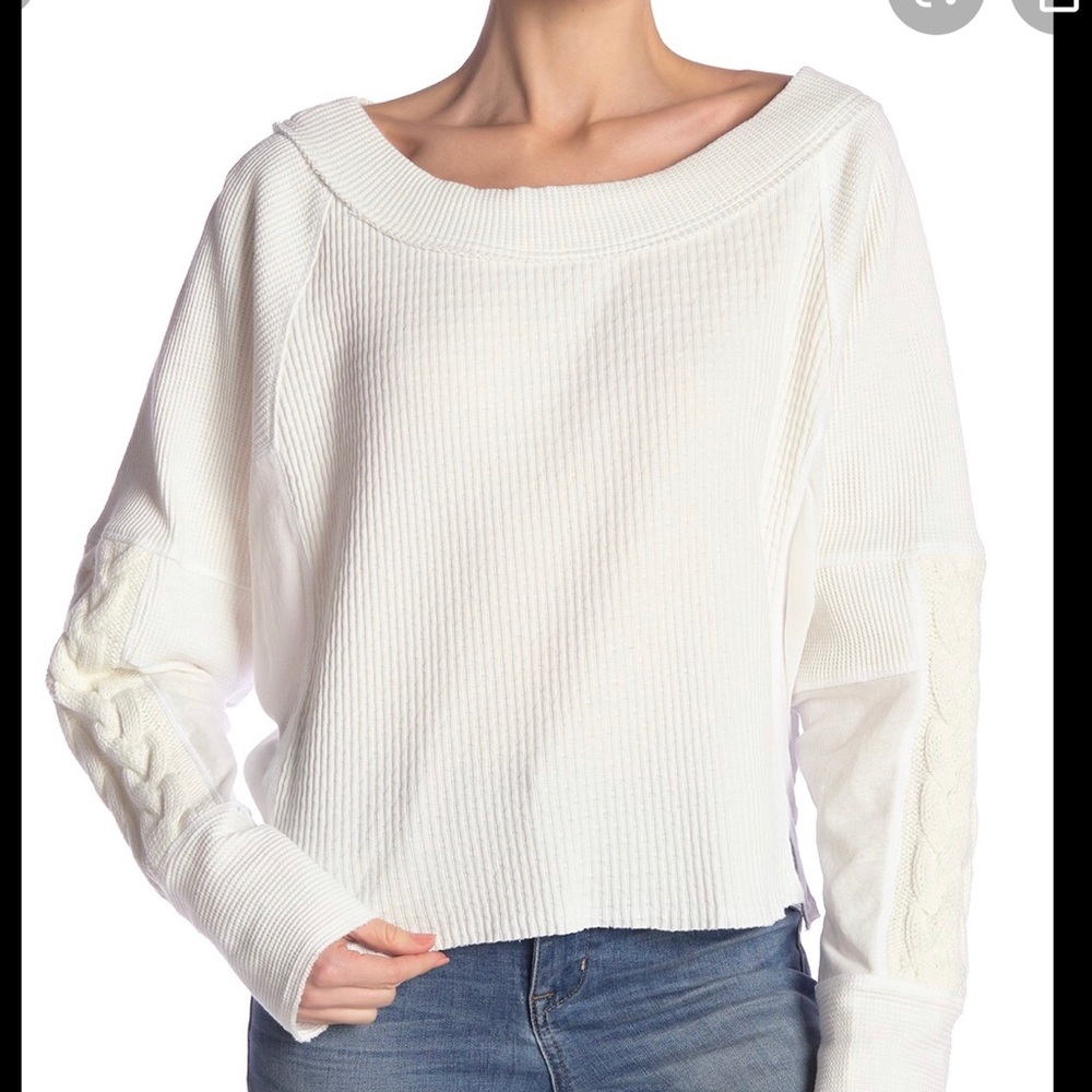 Free People Josie off shoulder braided sweater